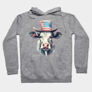 4th of July Cow Portrait Hoodie